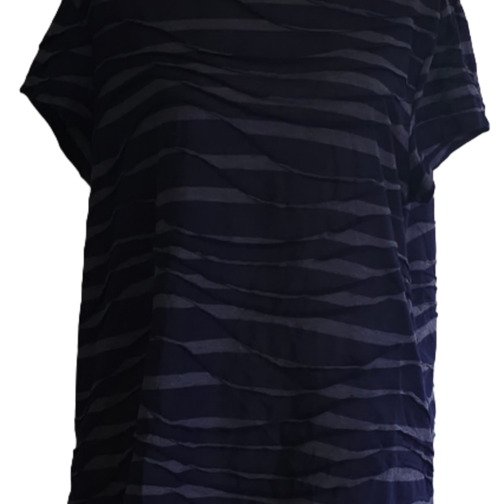 Simply Vera Vera Wang Blue and White Boxy Short Sleeve Tee